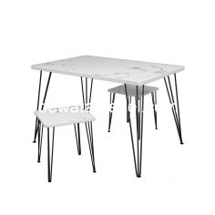 Dining Set 2 Chairs - Orbitrend Eona / White-Black